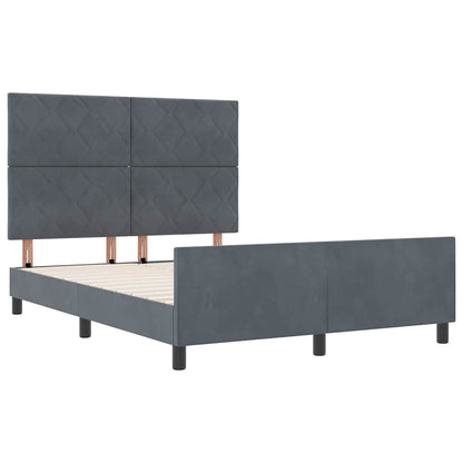 Letto a molle con testiera Grigio scuro 140 x 200 cm Velluto