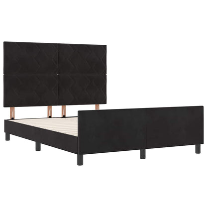 Letto a molle con testiera Nero 140 x 200 cm Velluto