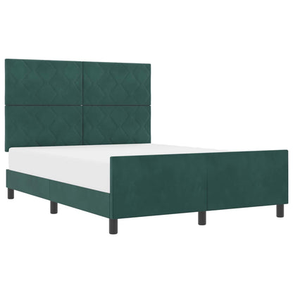 Letto a molle con testiera Verde Scuro 160 x 200 cm Velluto