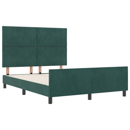 Letto a molle con testiera Verde Scuro 160 x 200 cm Velluto