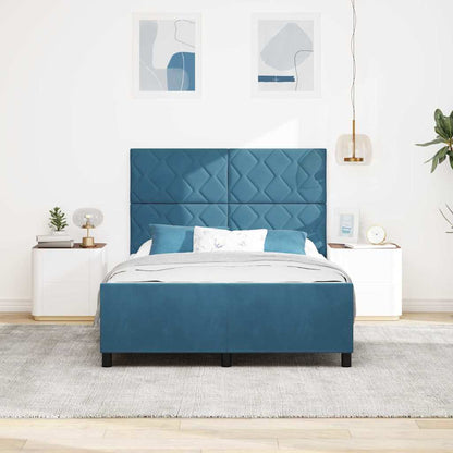 Letto a molle con testiera Blu Scuro 160 x 200 cm Velluto