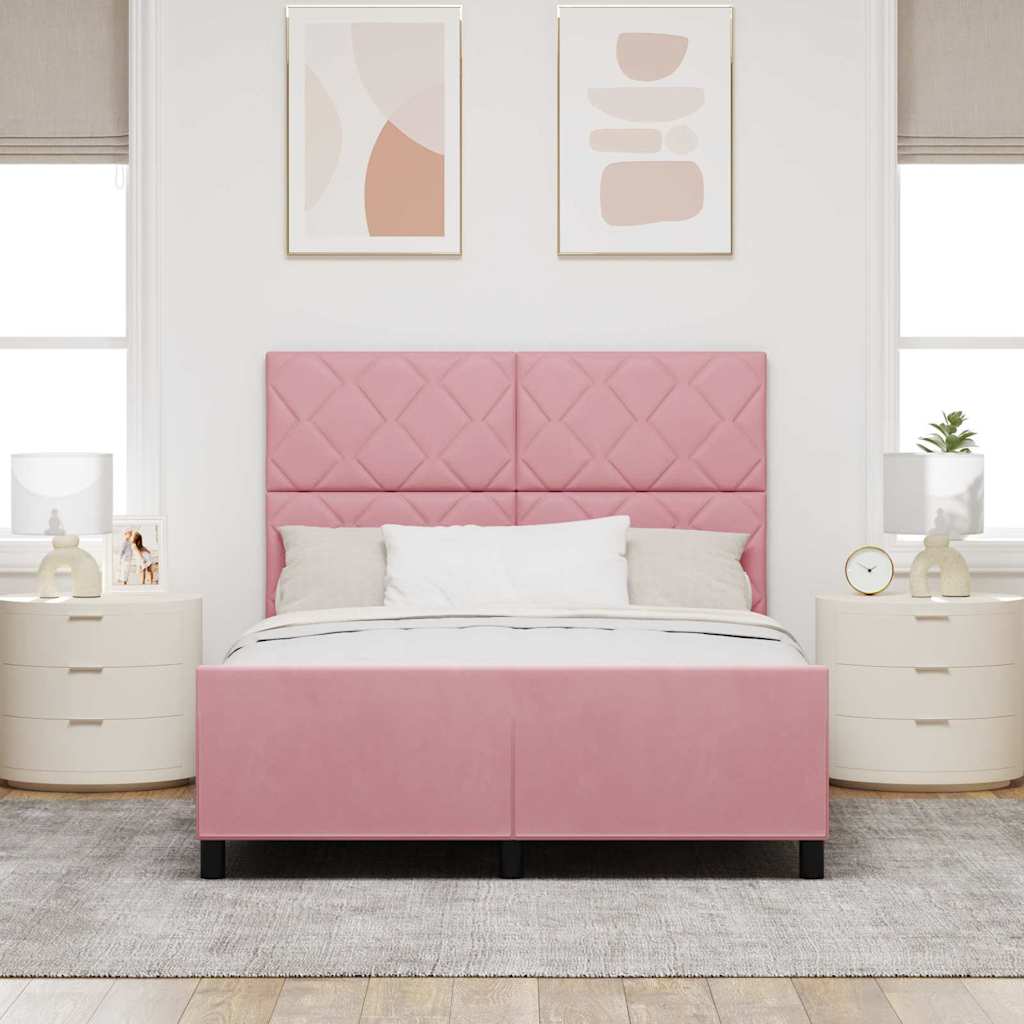 Letto a molle con testiera Rosa 160 x 200 cm Velluto