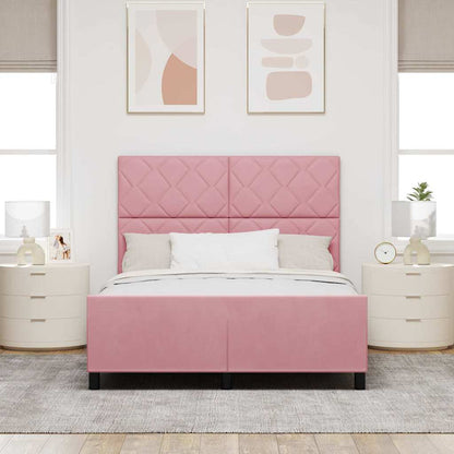 Letto a molle con testiera Rosa 160 x 200 cm Velluto