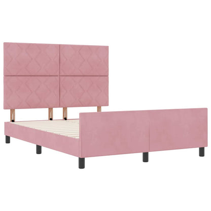 Letto a molle con testiera Rosa 160 x 200 cm Velluto
