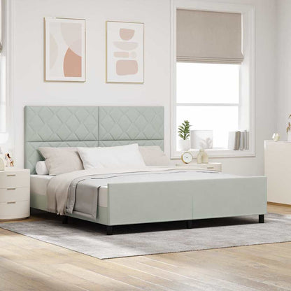 Letto a molle con testiera Grigio chiaro 180 x 200 cm Velluto