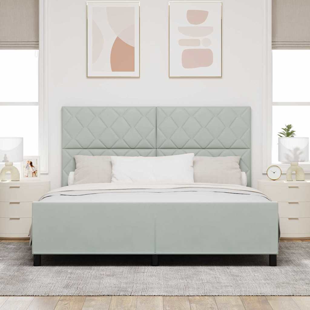 Letto a molle con testiera Grigio chiaro 180 x 200 cm Velluto