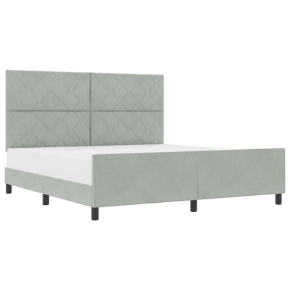 Letto a molle con testiera Grigio chiaro 180 x 200 cm Velluto