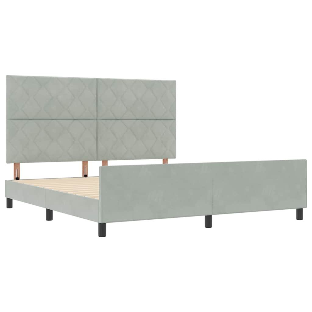 Letto a molle con testiera Grigio chiaro 180 x 200 cm Velluto