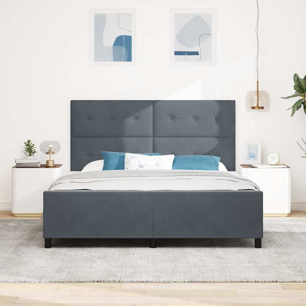 Letto a molle con testiera Grigio scuro 180 x 200 cm Velluto