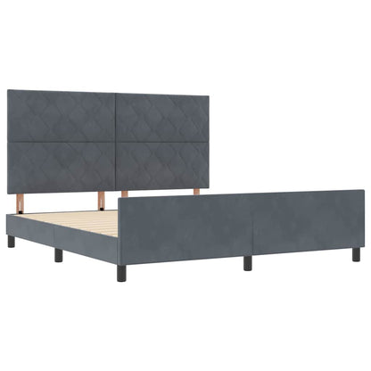 Letto a molle con testiera Grigio scuro 180 x 200 cm Velluto