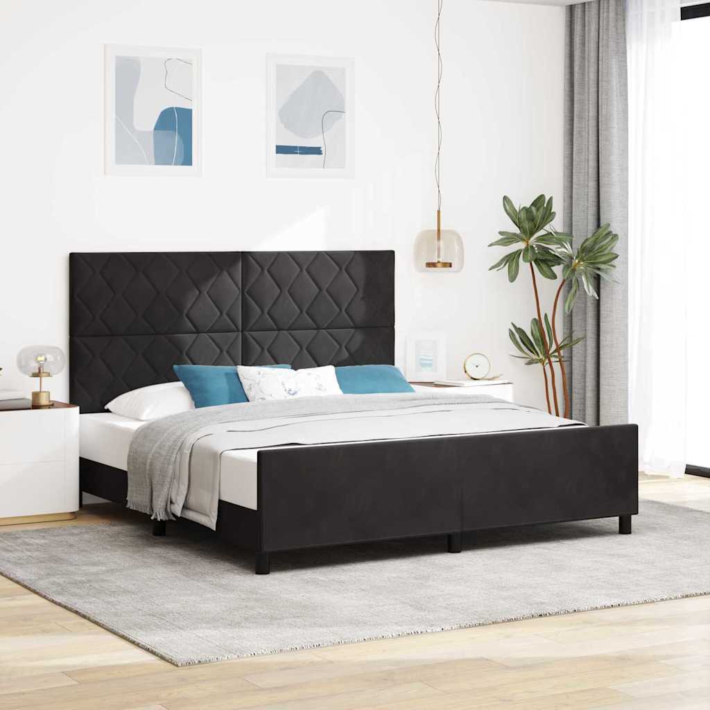 Letto a molle con testiera Nero 180 x 200 cm Velluto