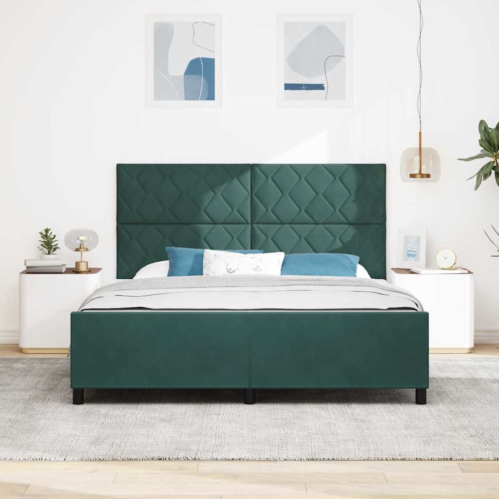 Letto a molle con testiera Verde Scuro 180 x 200 cm Velluto