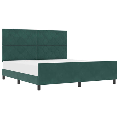 Letto a molle con testiera Verde Scuro 180 x 200 cm Velluto