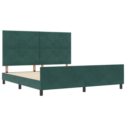 Letto a molle con testiera Verde Scuro 180 x 200 cm Velluto
