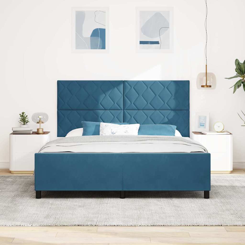 Letto a molle con testiera Blu Scuro 180 x 200 cm Velluto