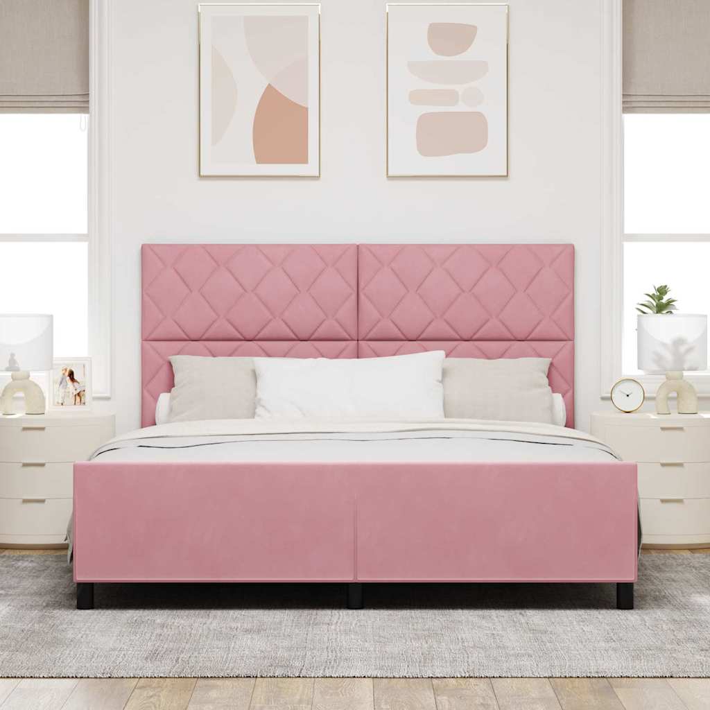 Letto a molle con testiera Rosa 180 x 200 cm Velluto