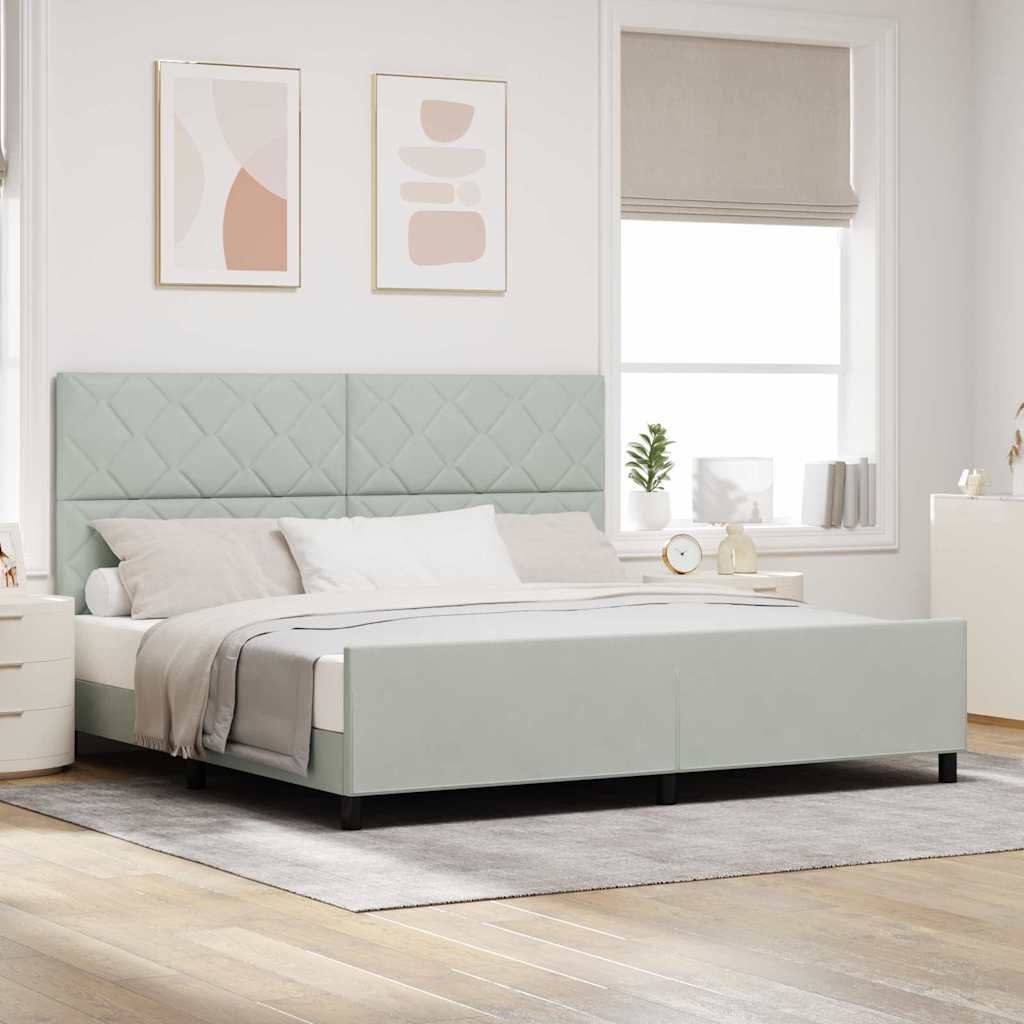 Letto a molle con testiera Grigio chiaro 200 x 200 cm Velluto