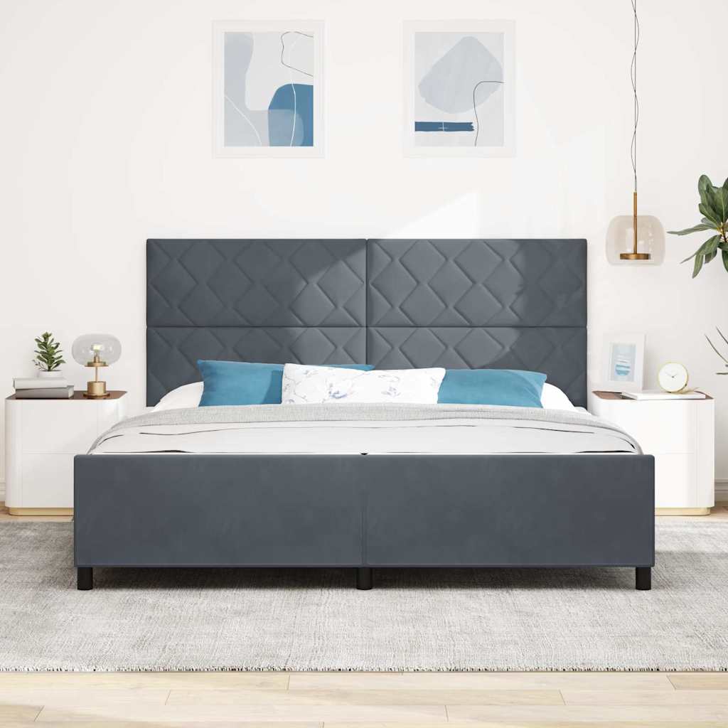 Letto a molle con testiera Grigio scuro 200 x 200 cm Velluto