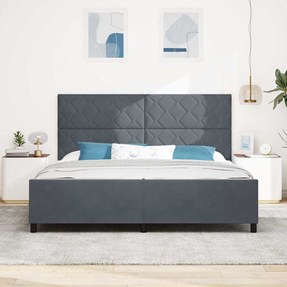 Letto a molle con testiera Grigio scuro 200 x 200 cm Velluto