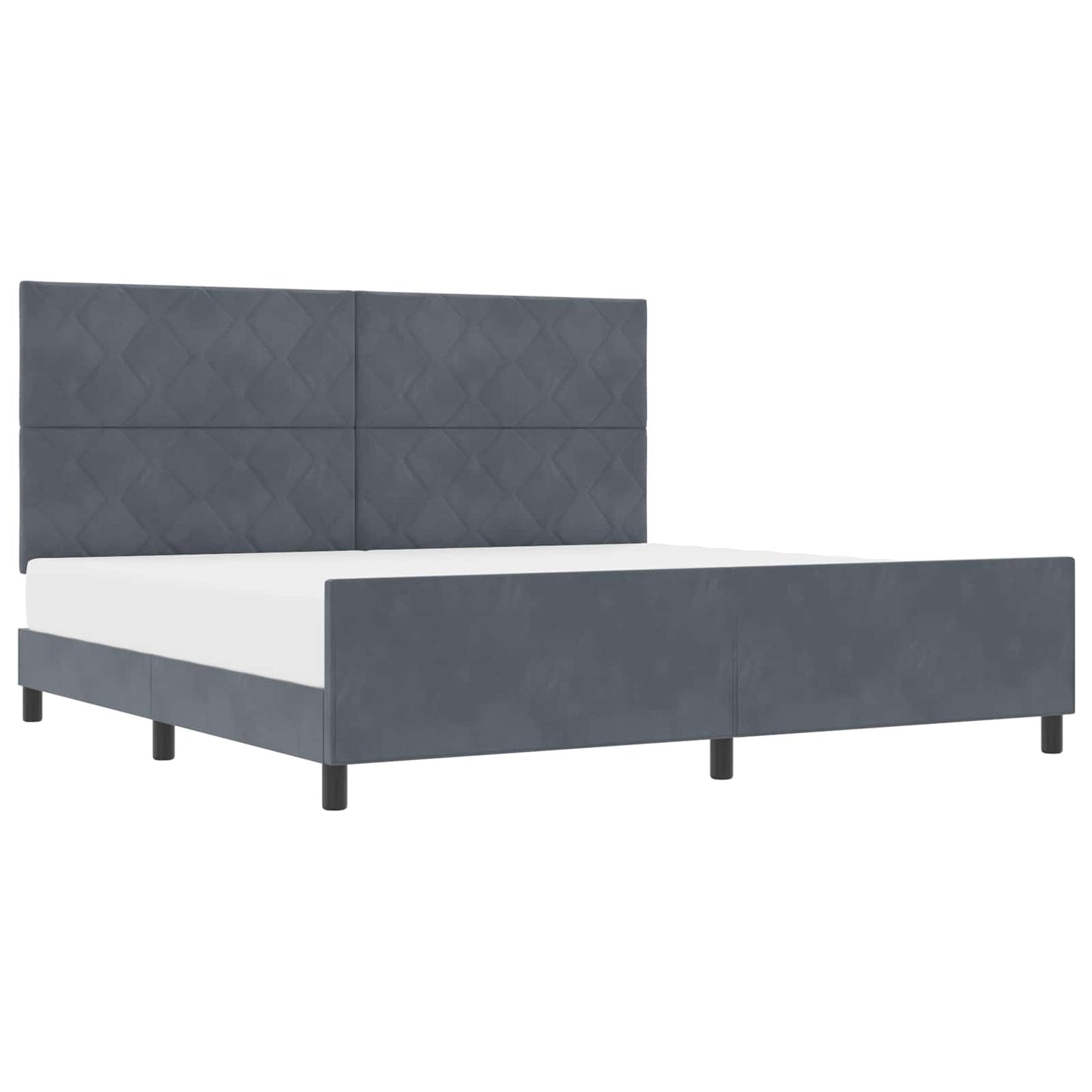 Letto a molle con testiera Grigio scuro 200 x 200 cm Velluto
