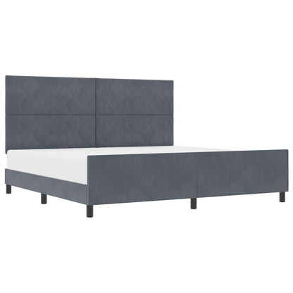 Letto a molle con testiera Grigio scuro 200 x 200 cm Velluto