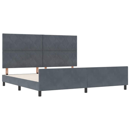 Letto a molle con testiera Grigio scuro 200 x 200 cm Velluto