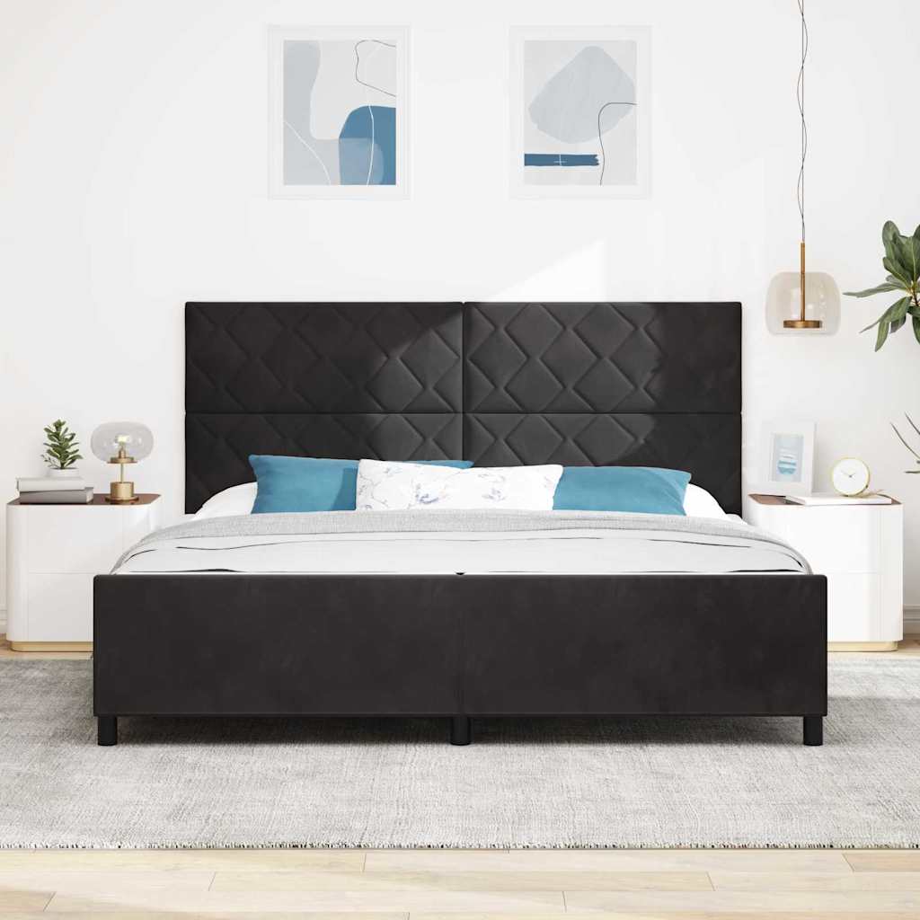 Letto a molle con testiera Nero 200 x 200 cm Velluto