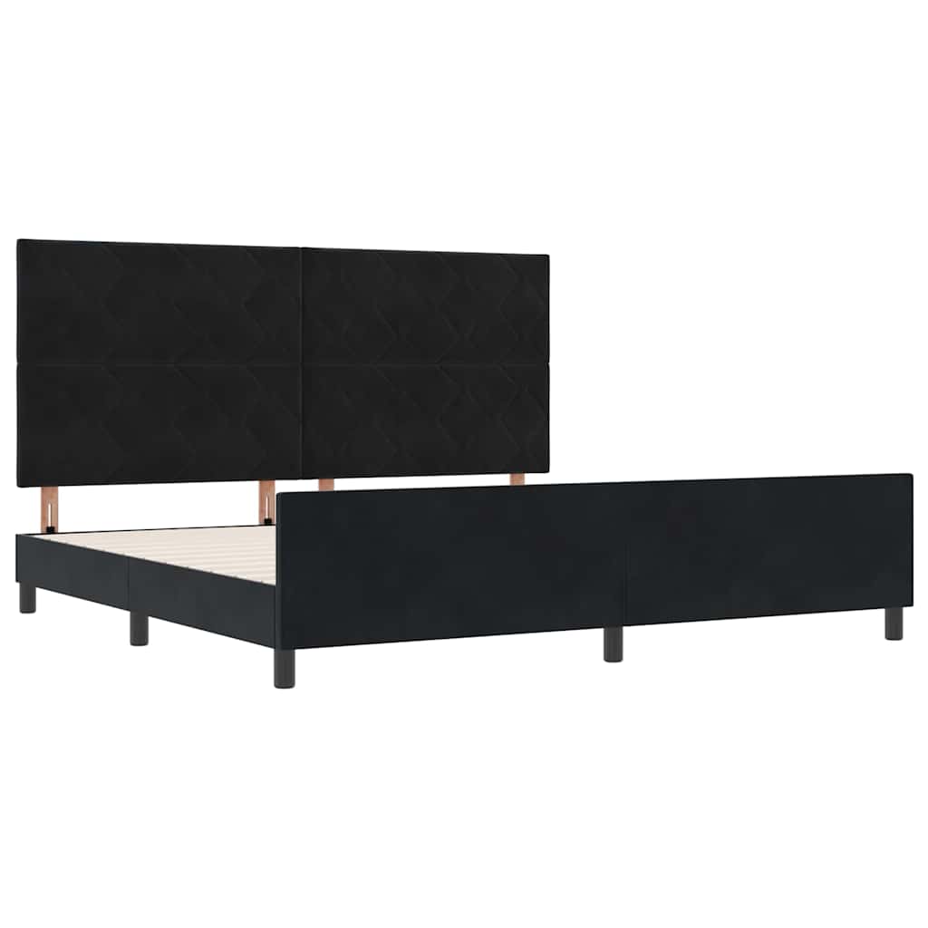 Letto a molle con testiera Nero 200 x 200 cm Velluto