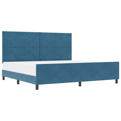 Letto a molle con testiera Blu Scuro 200 x 200 cm Velluto