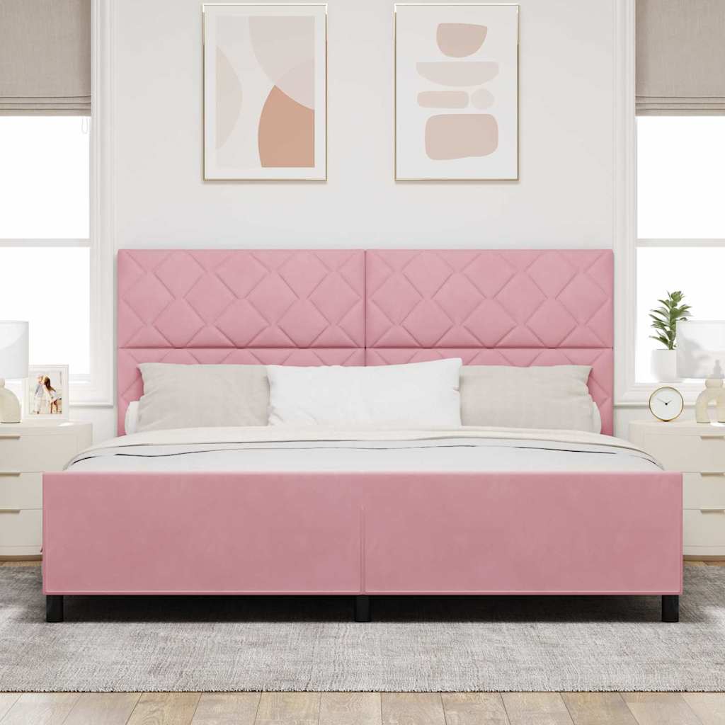 Letto a molle con testiera Rosa 200 x 200 cm Velluto