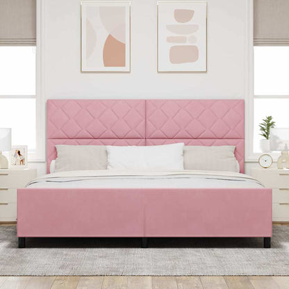 Letto a molle con testiera Rosa 200 x 200 cm Velluto