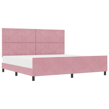 Letto a molle con testiera Rosa 200 x 200 cm Velluto