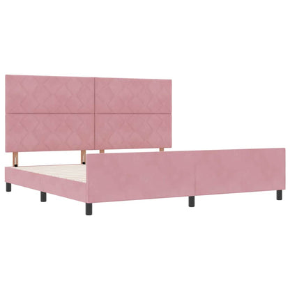 Letto a molle con testiera Rosa 200 x 200 cm Velluto