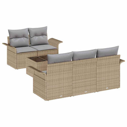 Set Divano da Giardino con cuscino 6 pcs Beige e grigio