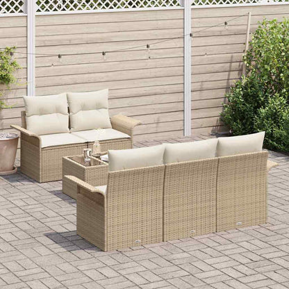 Set Divano da Giardino con cuscino 6 pcs Beige e Crema
