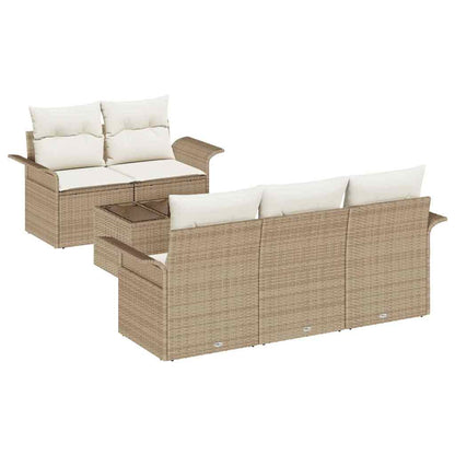 Set Divano da Giardino con cuscino 6 pcs Beige e Crema