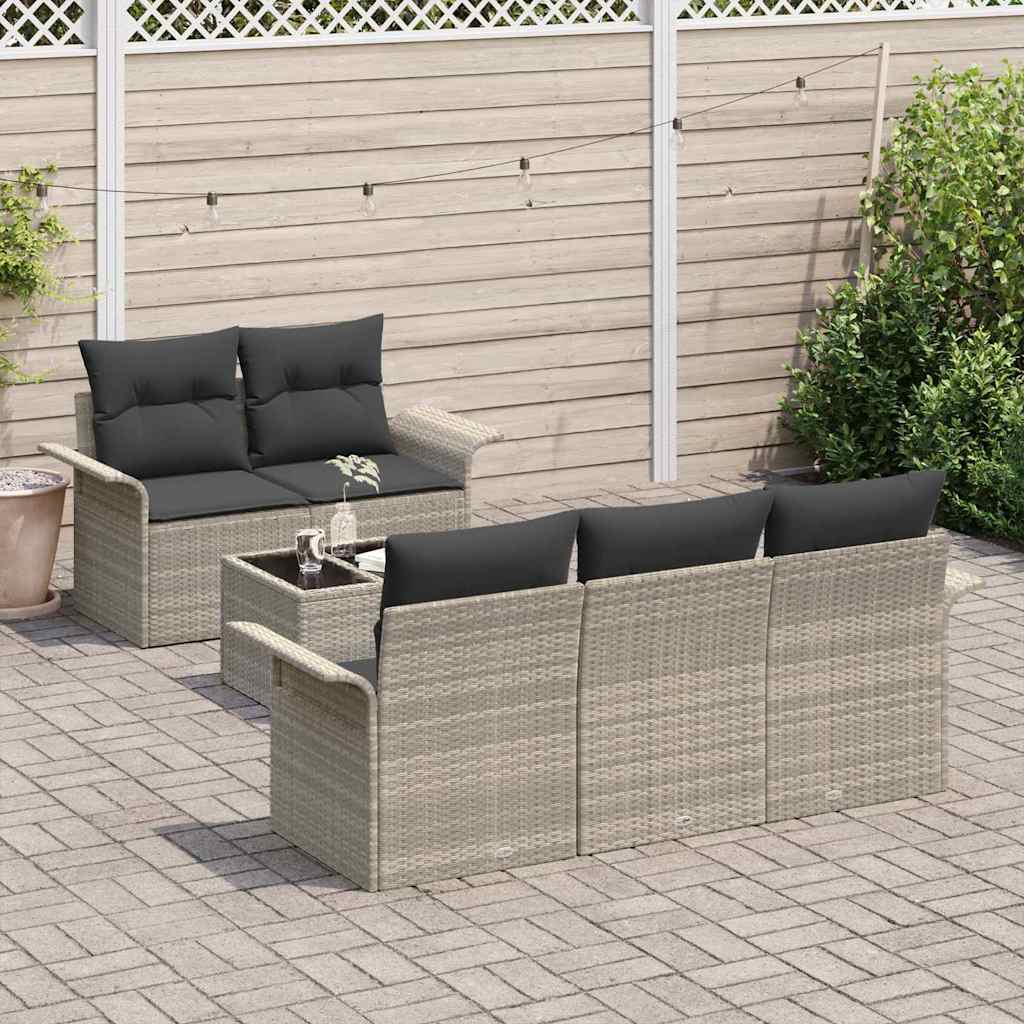 Set Divano da Giardino 6 pcs Grigio chiaro e grigio scuro