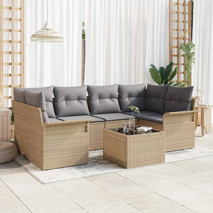 Set Divano da Giardino con cuscino 7 pcs Beige e grigio
