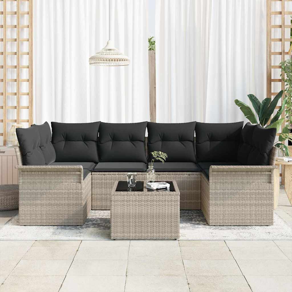 Set Divano da Giardino 7 pcs Grigio chiaro e grigio scuro