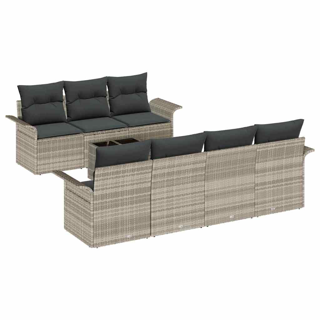 Set Divano da Giardino 8 pcs Grigio chiaro e grigio scuro