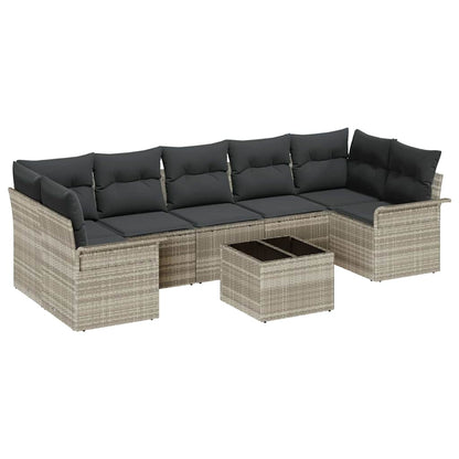 Set Divano da Giardino 8 pcs Grigio chiaro e grigio scuro