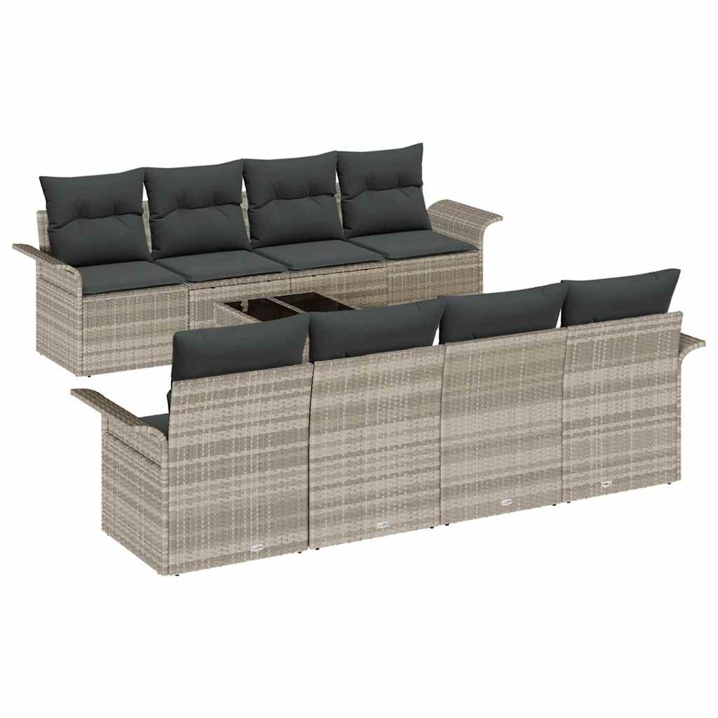Set Divano da Giardino 9 pcs Grigio chiaro e grigio scuro