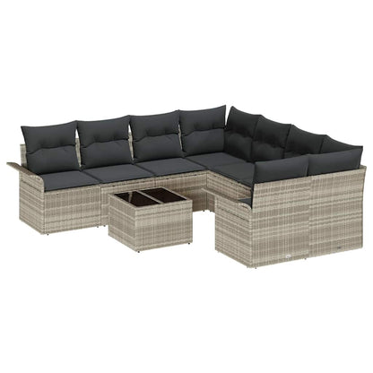 Set Divano da Giardino 9 pcs Grigio chiaro e grigio scuro