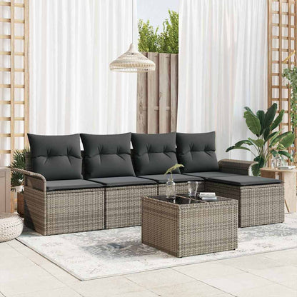 Set Divano da Giardino con cuscino 6 pcs Grigio polyrattan
