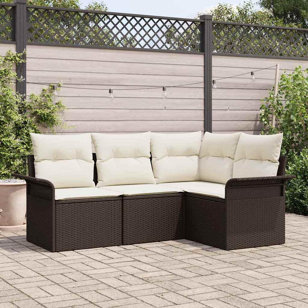 Set Divano da Giardino 4 pcs Marrone polyrattan