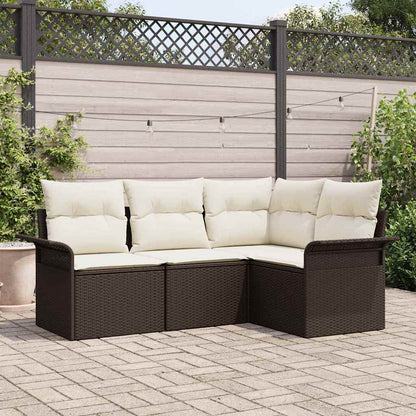 Set Divano da Giardino 4 pcs Marrone polyrattan