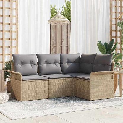 Set Divano da Giardino con archiviazione 4 pcs Beige polyrattan