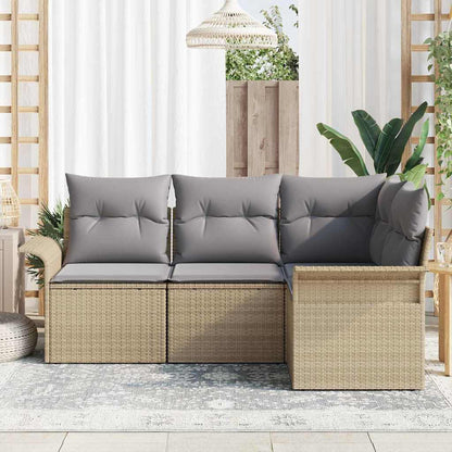 Set Divano da Giardino con archiviazione 4 pcs Beige polyrattan