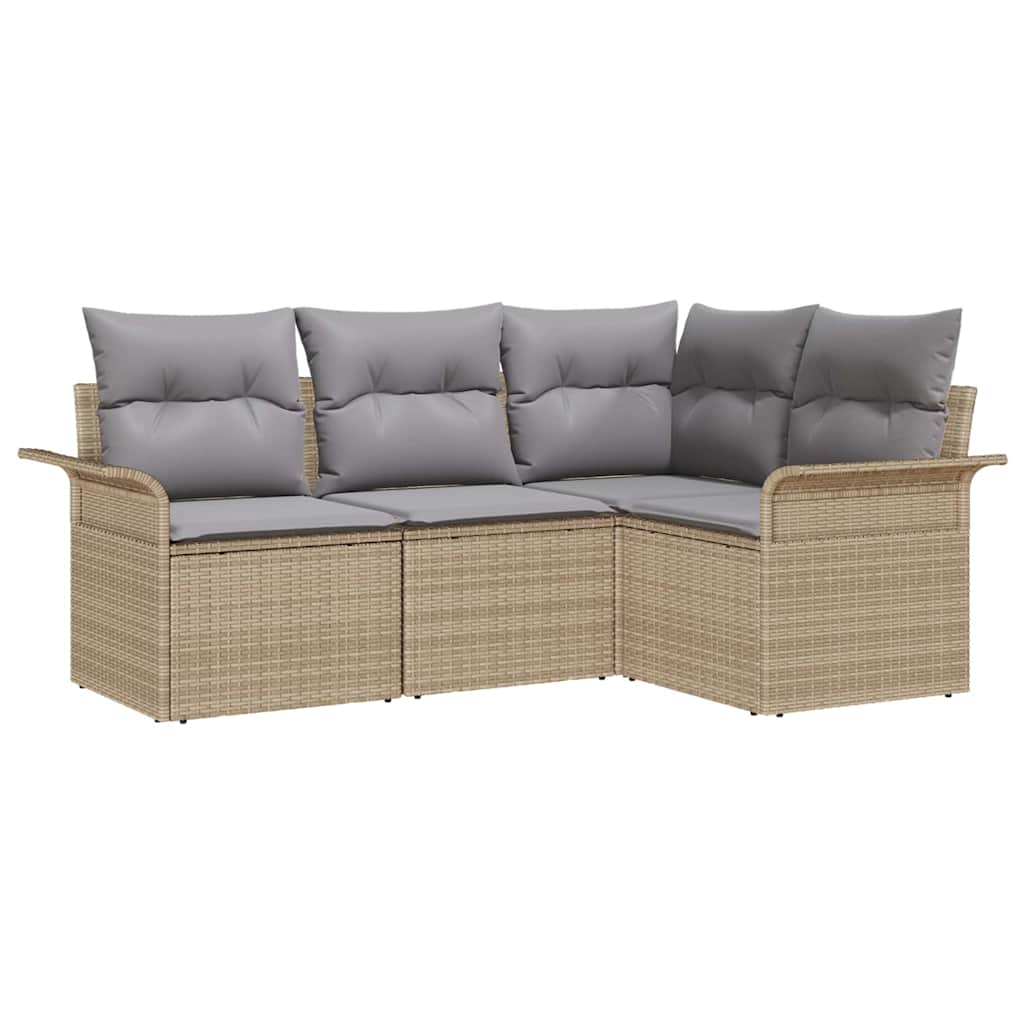 Set Divano da Giardino con archiviazione 4 pcs Beige polyrattan