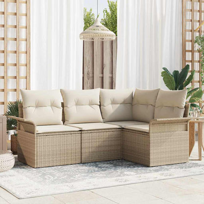 Set Divano da Giardino con archiviazione 4 pcs Beige polyrattan